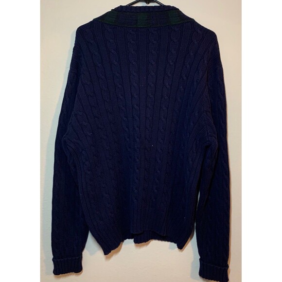 Polo Ralph Lauren Cable Knit Sweater Chunky V Neck Varsity Fisherman XL VTG 90s - Picture 4 of 7